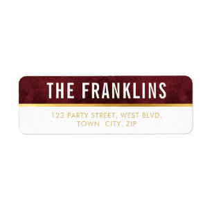 SMART Bold simple bold block red maroon gold Return Address Label