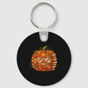 Smart Book Pumpkin Retro Fall Teacher Reading Hall Key Ring
