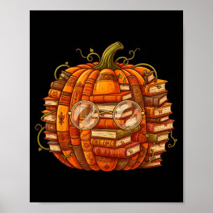 Smart Book Pumpkin Retro Fall Teacher Reading Hall Poster