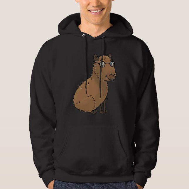 Smart Capybara with Glasses Work Outfit Home offic Hoodie (Front)