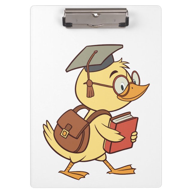 Smart Cartoon Duck Student Graduation Clipboard (Front)