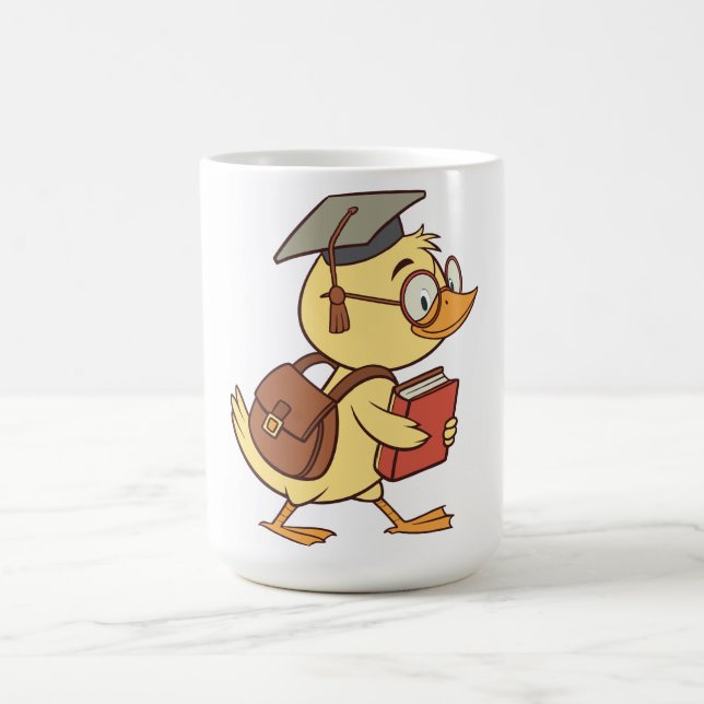 Smart Cartoon Duck Student Graduation Coffee Mug (Center)
