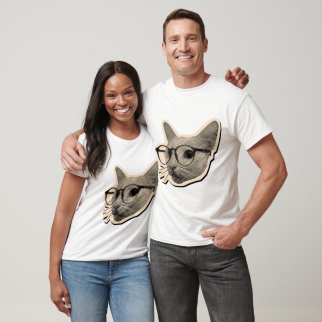 Smart Cat Design with Glasses  T-Shirt (Unisex)