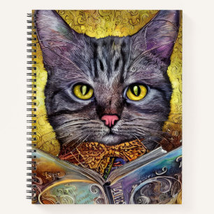 Smart Cat Reading a Book