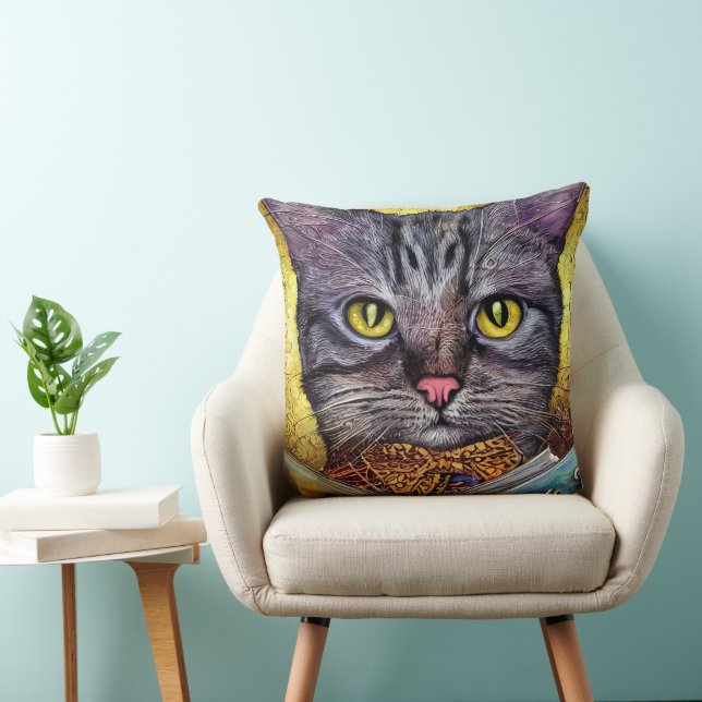 Smart Cat Reading a Book Cushion (Chair)
