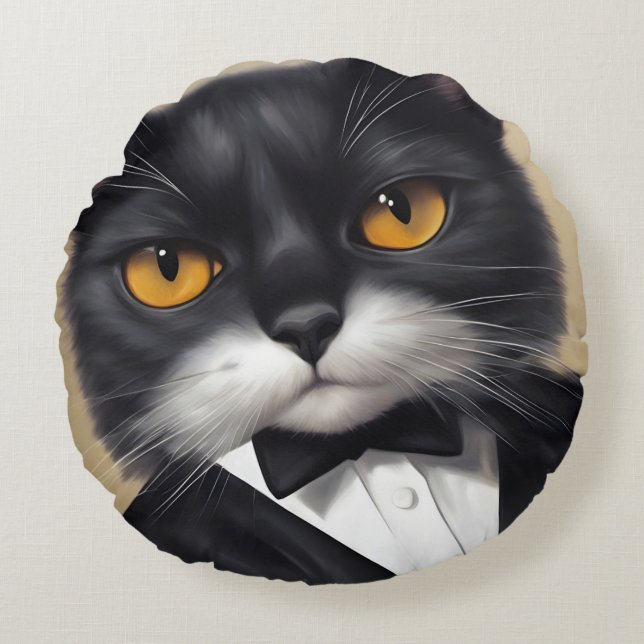 Smart Cat Round Cushion (Front)