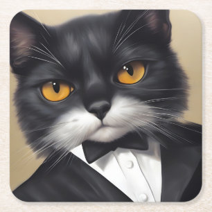 Smart Cat Square Paper Coaster