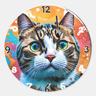 Smart Cat Watch Classic Round Sticker