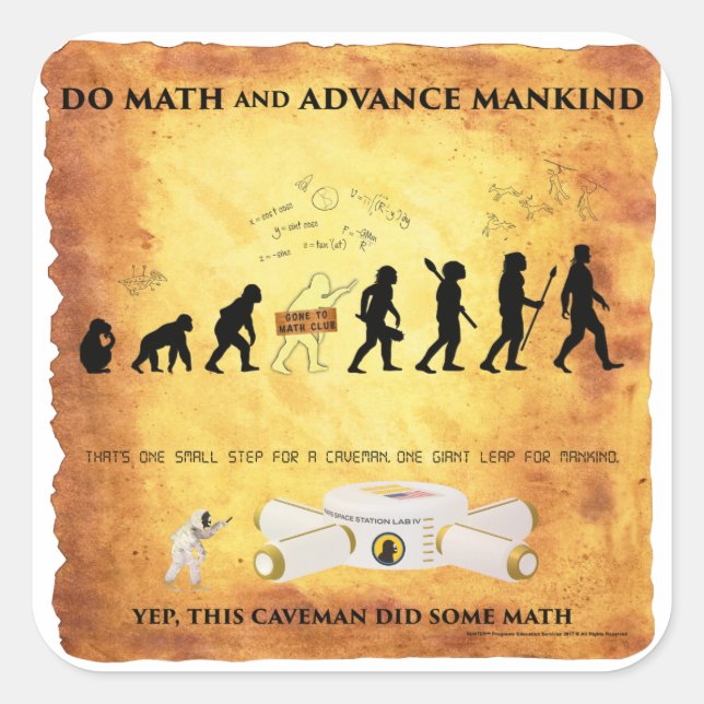 Smart Caveman: Do Math Advance Mankind Stickers (Front)
