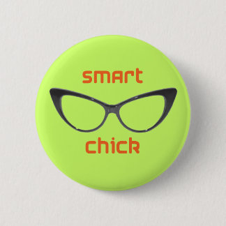 Smart Chick Geek Eyeglasses 6 Cm Round Badge