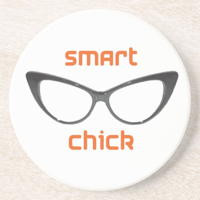 Smart Chick Geek Eyeglasses Coaster (Front)