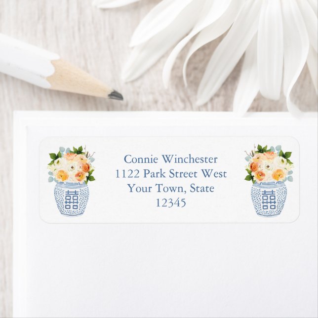 Smart Chinoiserie Fall Florals Return Address Label (Insitu)