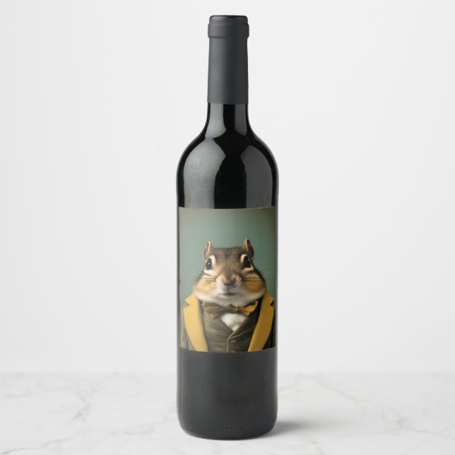 Smart Chipmunk Wine Label (Front)