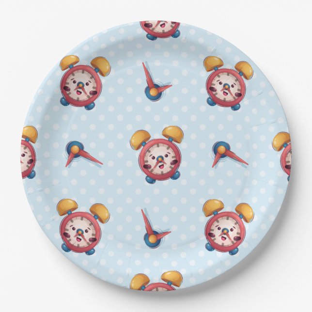 Smart Clock Collection - Blue Paper Plates (Front)