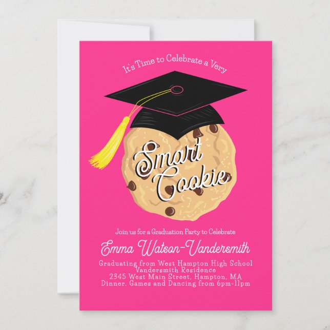 Smart Cookie Graduation Party Invitation Pink (Front)