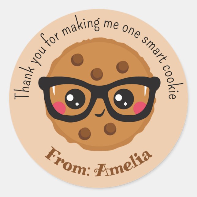 Smart Cookie Personalised Teacher Gifts Classic Round Sticker (Front)