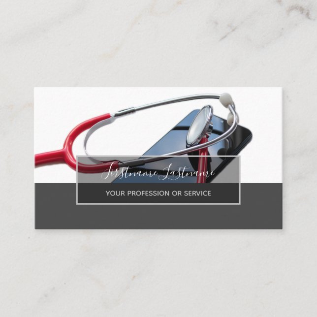 Smart doctor with digital Smartphone Stethoscope Business Card (Front)