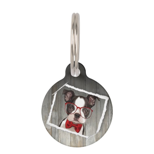 smart dog with glasses pet tag (Front)