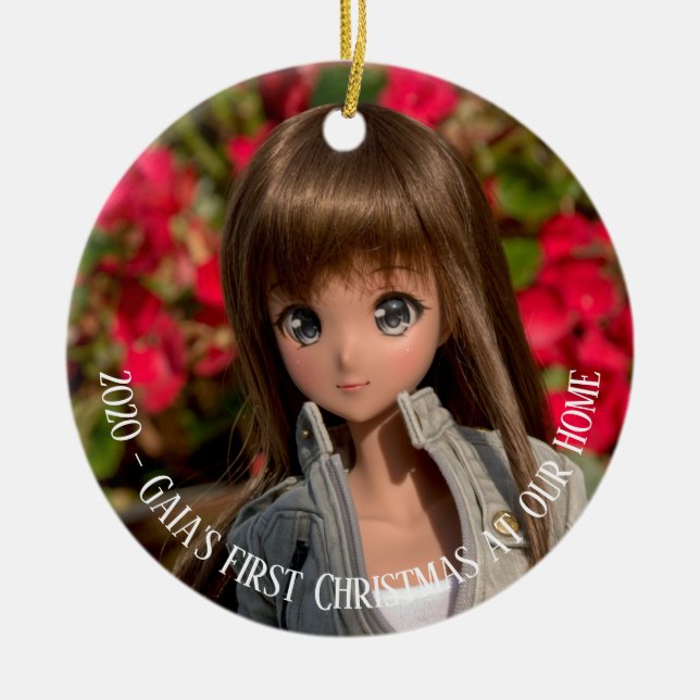 Smart Doll Gaia first Christmas Ceramic Ornament (Front)