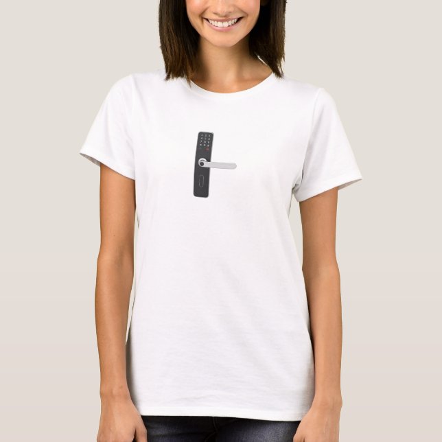 Smart door lock with integrated keypad and fingerp T-Shirt (Front)