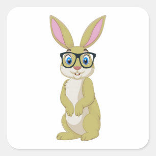 Smart easter bunny with glasses square sticker