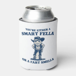 Smart Fella or Fart Smella Retro Frog Meme Funny Can Cooler