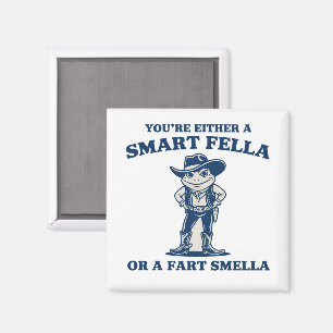 Smart Fella or Fart Smella Retro Frog Meme Funny Magnet