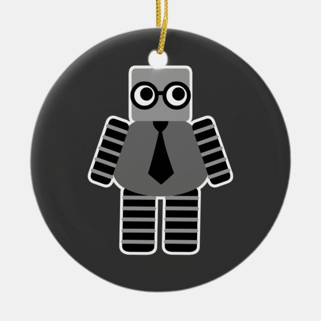 Smart Geek Robot Ceramic Ornament (Front)