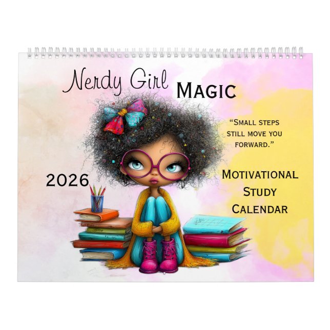 Smart Girl Motivational Study Wall Calendar 2026 (Cover)