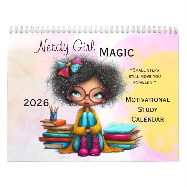 Smart Girl Motivational Study Wall Calendar 2026 (Cover)