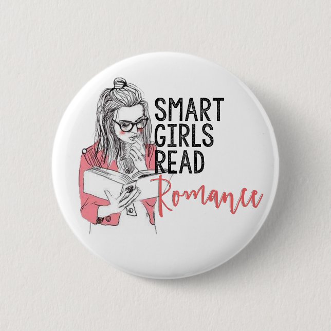 Smart Girls Read Romance Circle Button (Front)