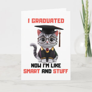 Smart Grad Congratulations,Funny Cat Graduation  Card