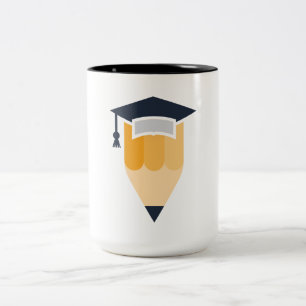 Smart Graduation Cap and Pencil Two-Tone Coffee Mug