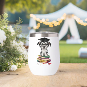 Smart Graduation Dog Sticker – Cute Pup with Glass