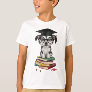 Smart Graduation Dog Sticker – Cute Pup with Glass T-Shirt