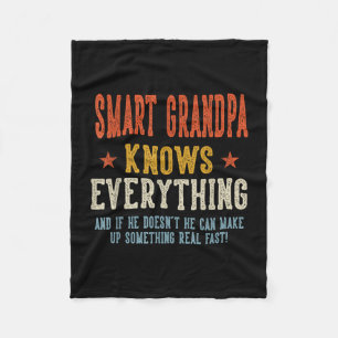 Smart grandpa knows everything father's day retro fleece blanket