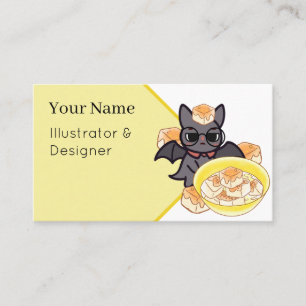 Smart Kawaii Bat with Tofu Bowl Business Card