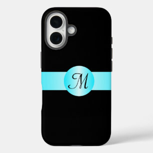 Smart Minimalist Blue Circle Monogrammed iPhone 16 Case