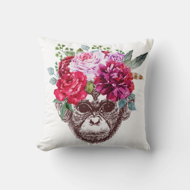 Smart monkey pillow (White) (Front)