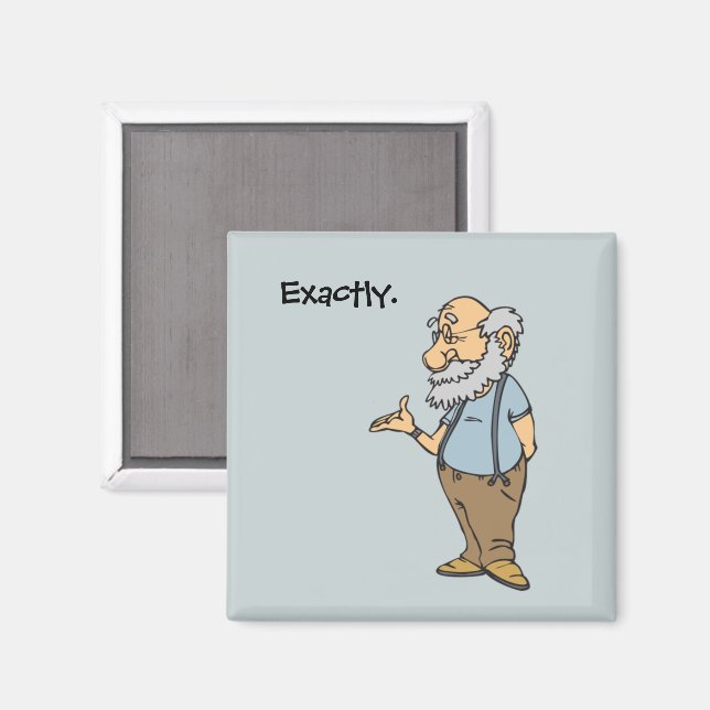 Smart Old Man Cartoon, Funny Elderly Wisdom Magnet (Front/Back)
