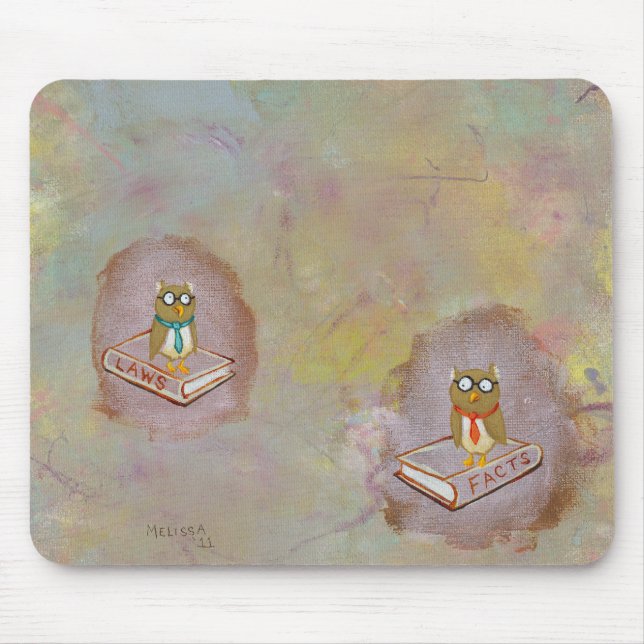 Smart owl art legal facts fun unique art painting mouse pad (Front)