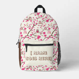 Smart Owls & Cherry Blossoms Printed Backpack