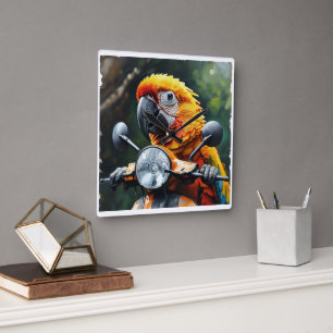 Smart Parrot Square Wall Clock