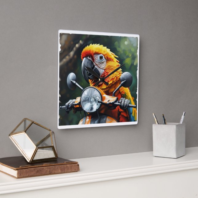 Smart Parrot Square Wall Clock (Office)