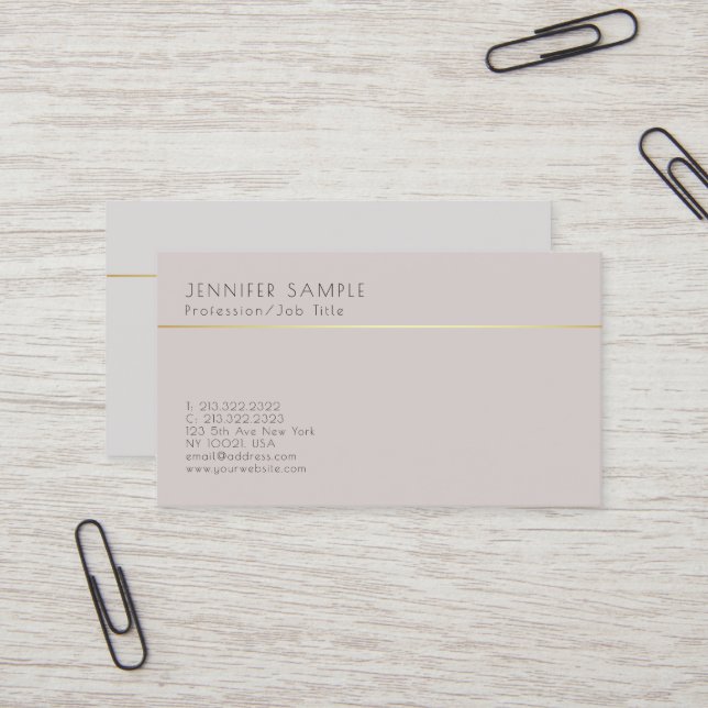Smart Plain Creative Elegant Classic Colour Business Card (Front/Back In Situ)