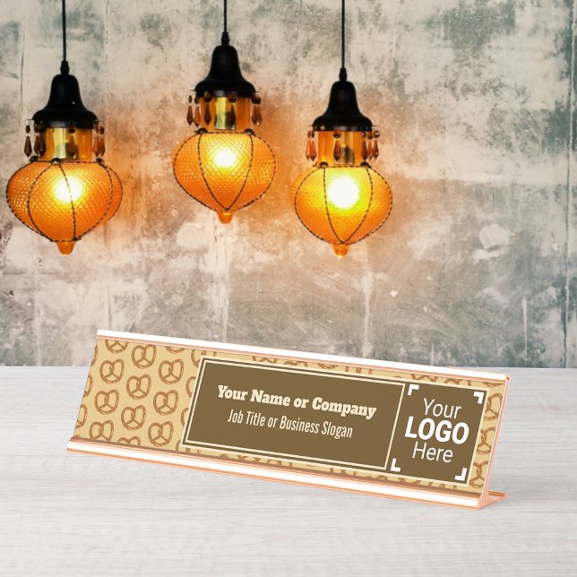 Smart Pretzel Themed Bread Twist: your text & logo Desk Name Plate (Creator Uploaded)
