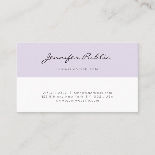 Smart Purple White Creative Modern Minimalist Business Card (Front)
