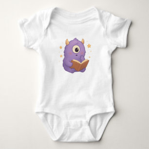 Smart Reading Monster Baby Bodysuit — Purple