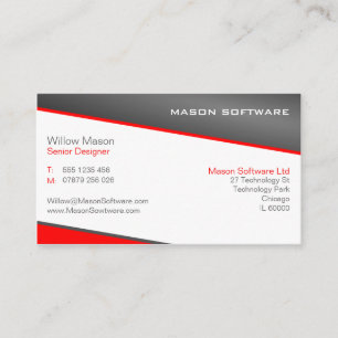 Smart Red and Grey Professional Business Card