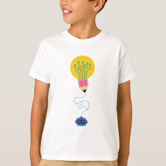 Smart Robot & Lightbulb Student Graphic T-Shirt